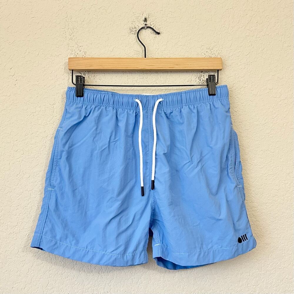 SOLID & STRIPED Swim Trunks Sky Blue Mesh Lined Drawstring Surf Beach